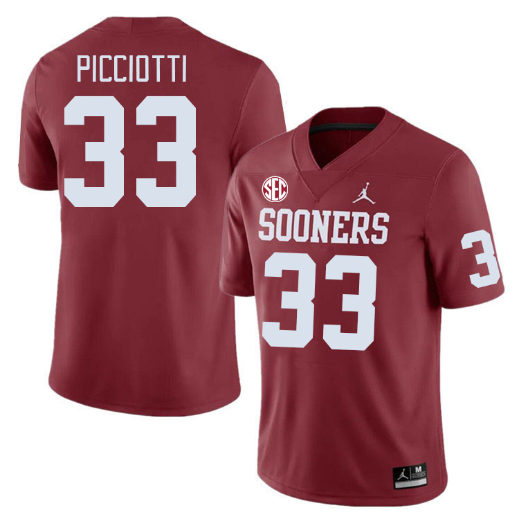 #33 Phil Picciotti Oklahoma Sooners 2024 SEC Conference College Football Jerseys-Crimson